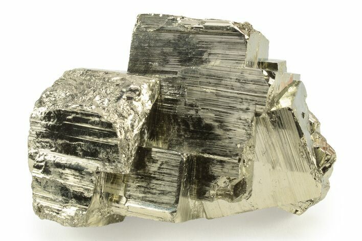 Striated, Cubic Pyrite Crystal Cluster - Peru #239126